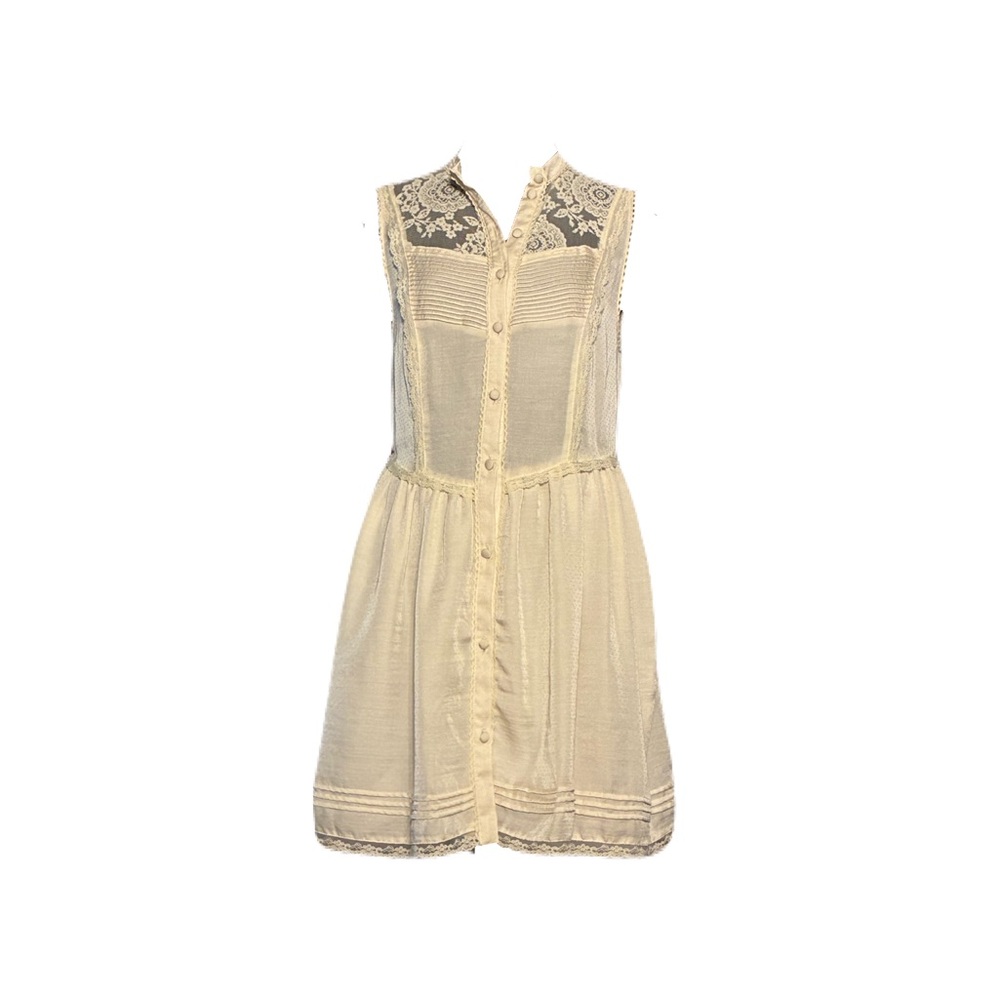 Chic Cream Lace Button-Down Dress